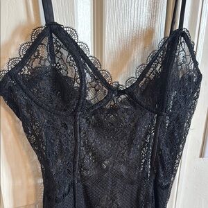 Sheer House of CB Black Lace Cocktail Dress